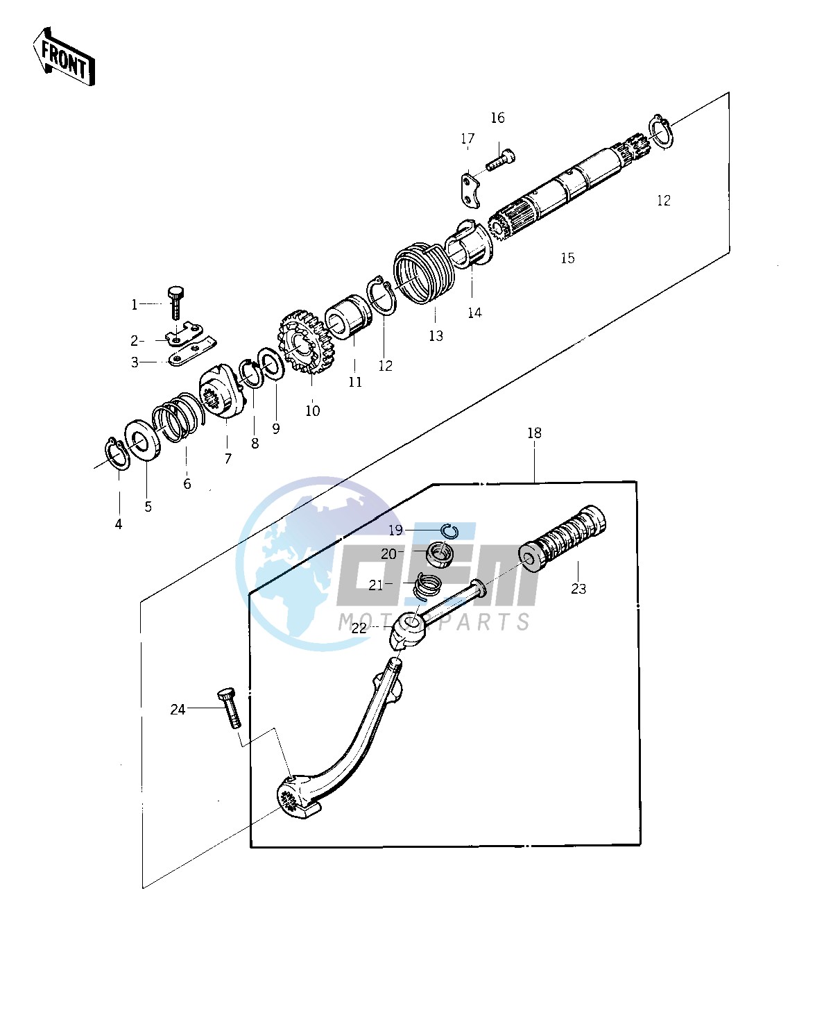 KICKSTARTER MECHANISM -- 74 -75 KZ400_KZ400D- -