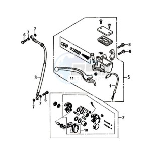 FIDDLE II 50 25KMH NEW ENGINE drawing BRAKE CALIPER FOR / BRAKE LEVER / BRAKE LINES