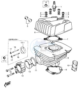 KM 100 A (A1 till A7) drawing CYLINDER HEAD_CYLINDER