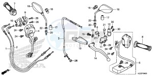 CRF250ME CRF250M UK - (E) drawing HANDLE LEVER/SWITCH/CABLE/MIRROR