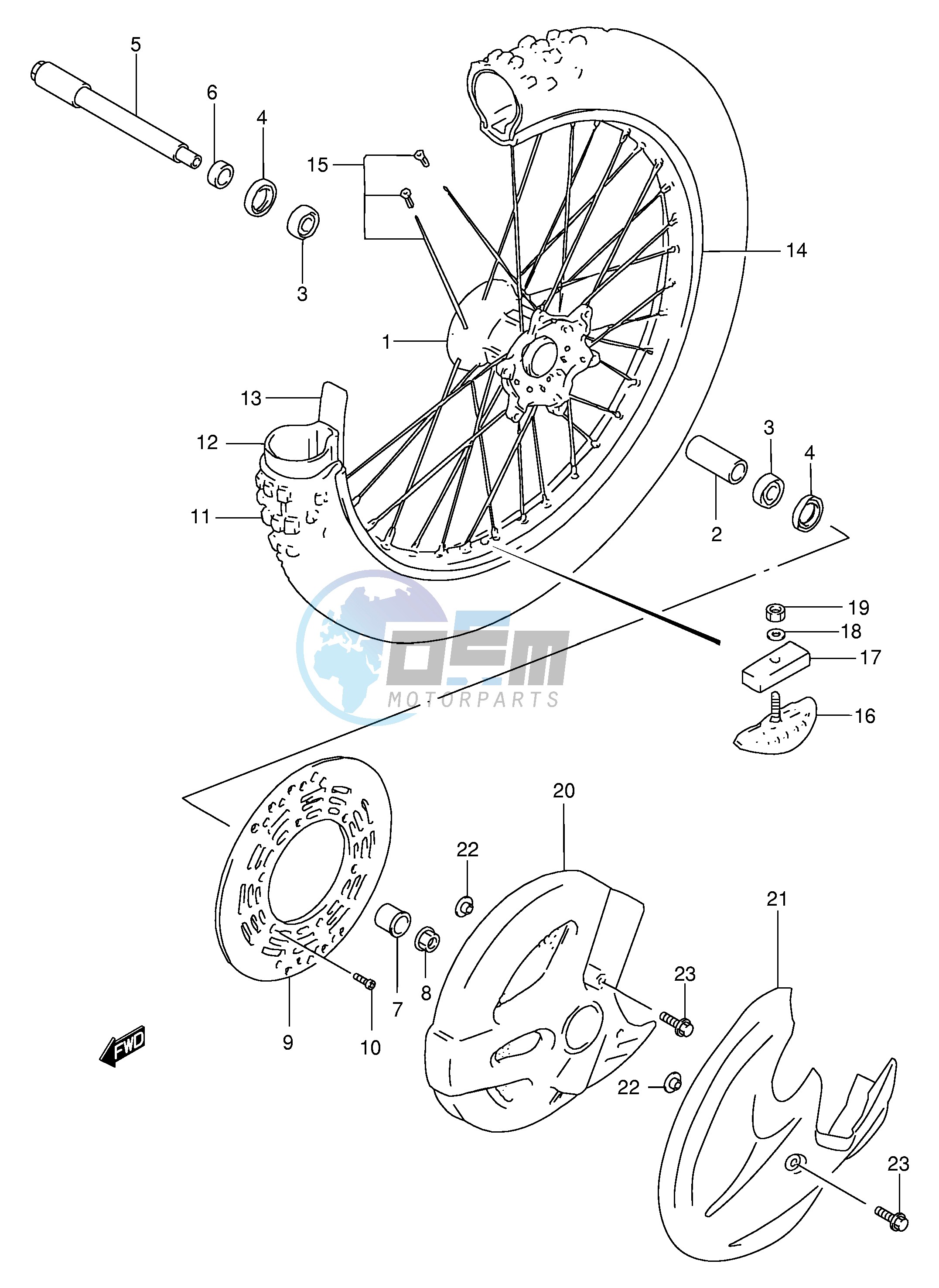 FRONT WHEEL (MODEL V W X Y)