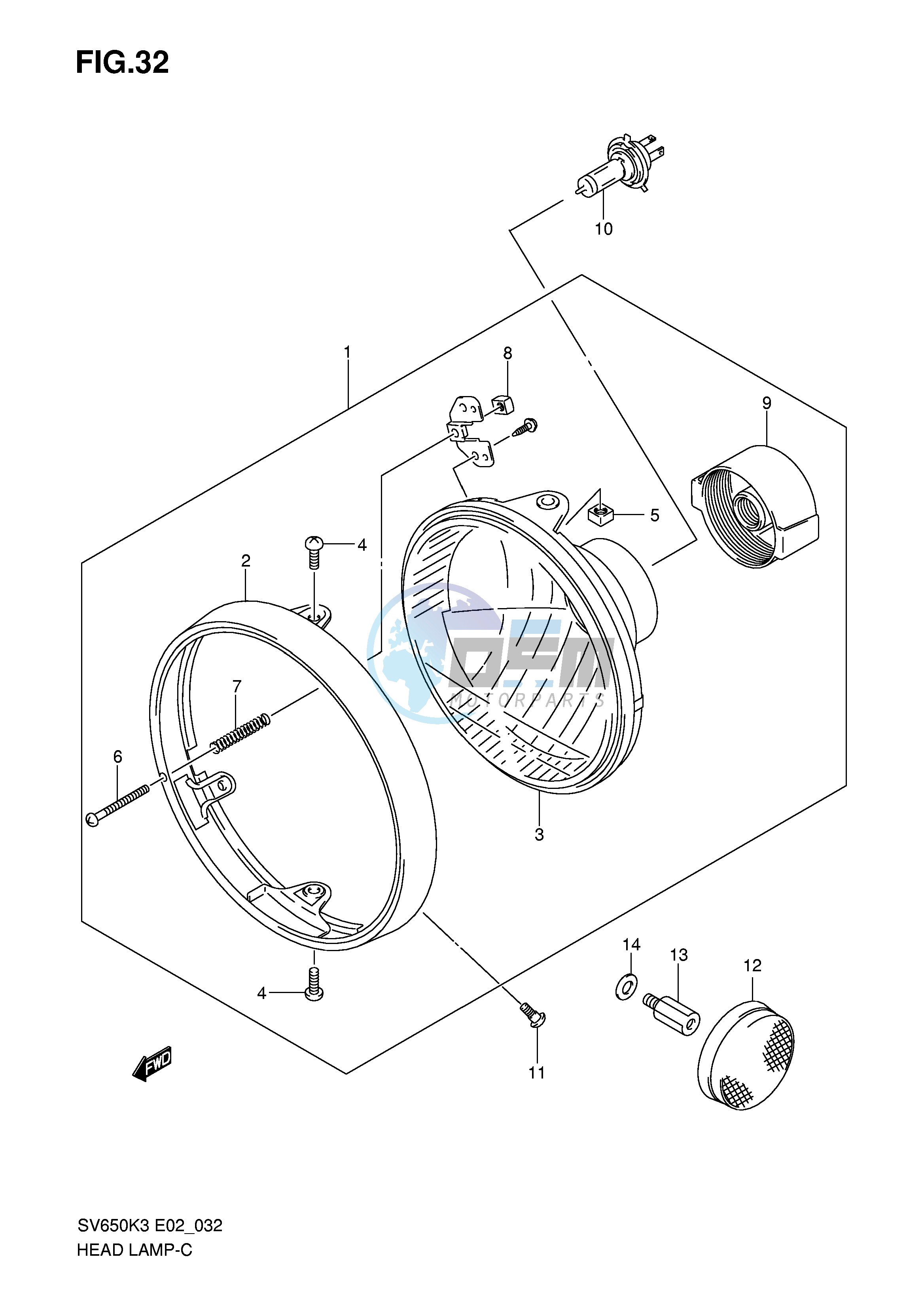 HEADLAMP (SV650K3 K4 K5 K6 K7 AK7 E24)