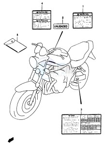 GSF1200A (E18) drawing LABEL (MODEL T V W X)