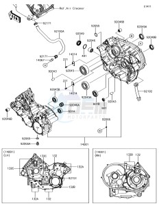 BRUTE FORCE 750 4x4i EPS KVF750GGF EU drawing Crankcase