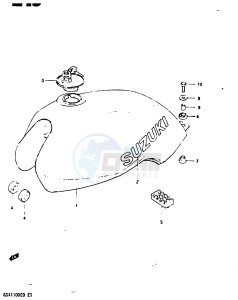 GSX1100 (Z-D) drawing FUEL TANK (MODEL Z)