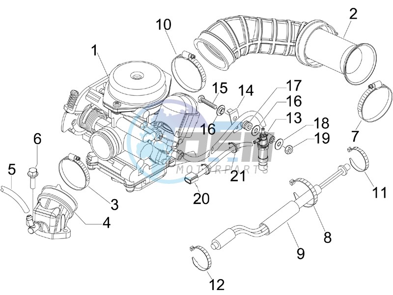 Carburettor  assembly - Union pipe