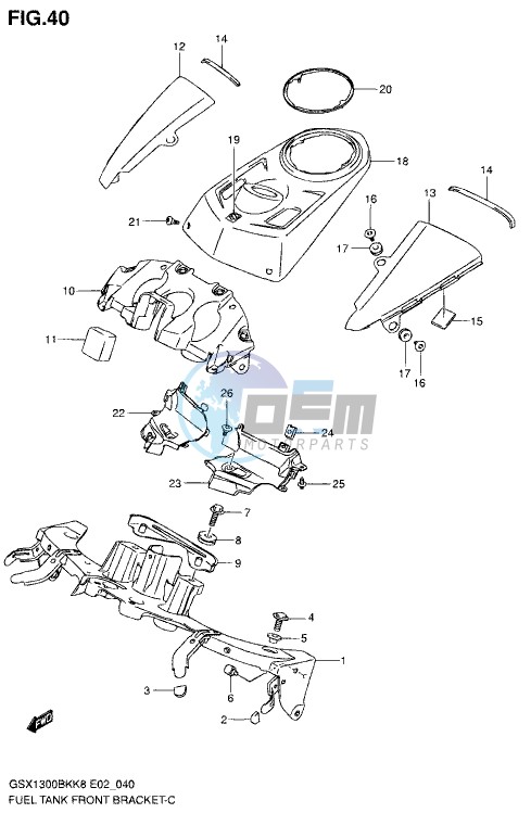 FUEL TANK FRONT BRACKET (MODEL K8/K9)