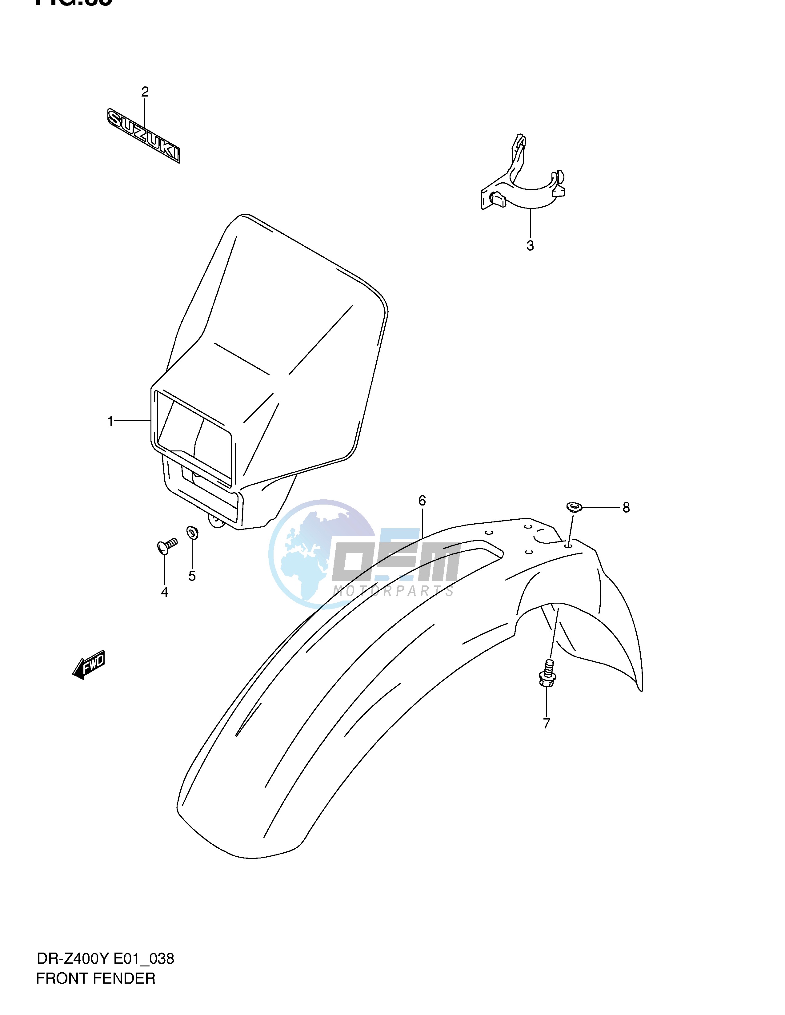 FRONT FENDER (DR-Z400Y EY K1 EK1 E1,DR-Z400EY P37)