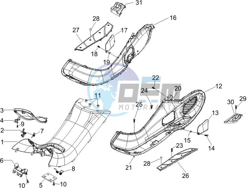 Central cover - Footrests