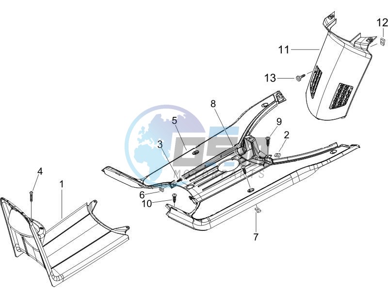 Central cover - Footrests