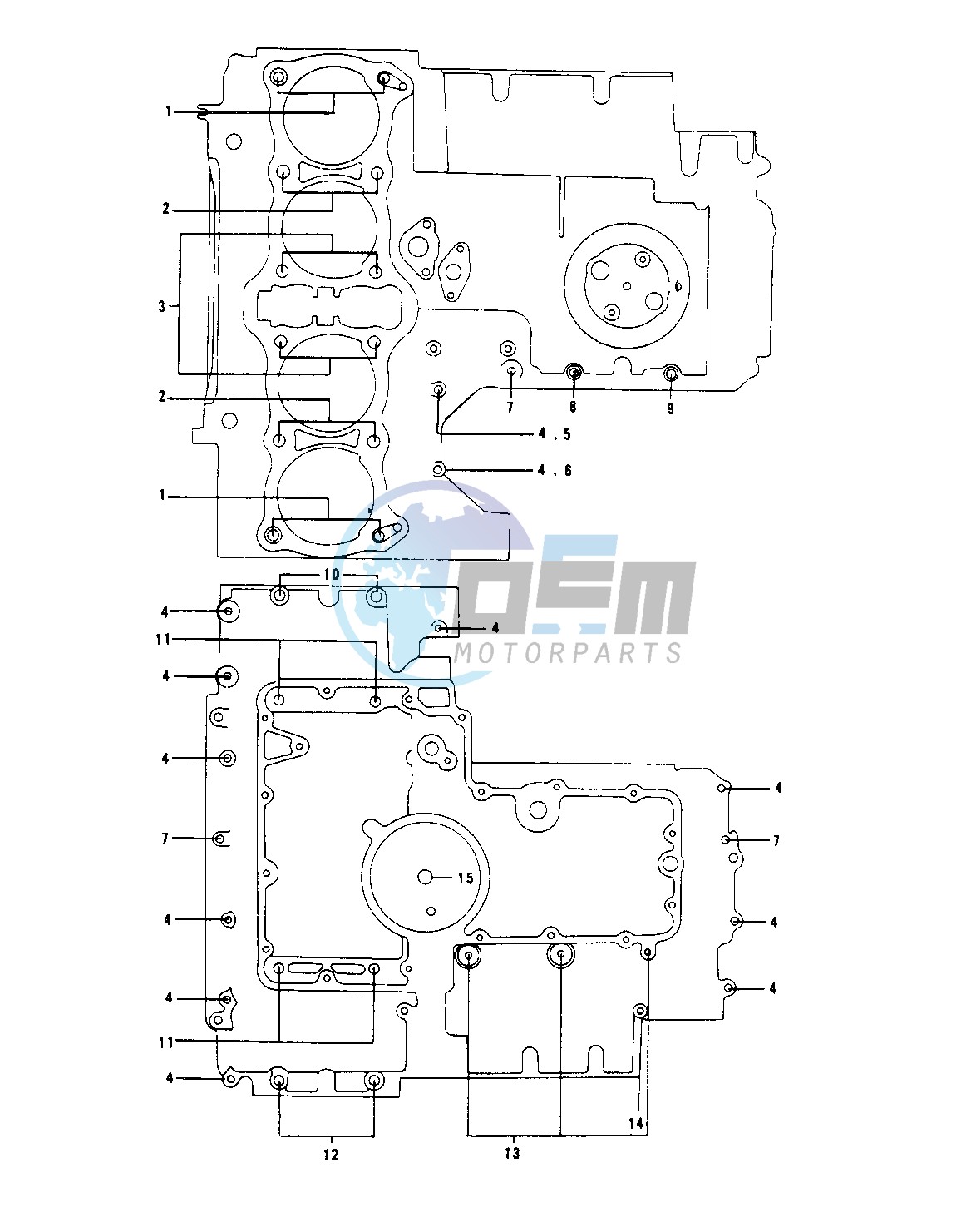 CRANKCASE BOLT & STUD PATTERN -- 78 C1_C1A- -