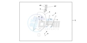 SH1259 Europe Direct - (ED) drawing HIGH WINDSCREEN (WITHOUT KNUCKLE VISORS)