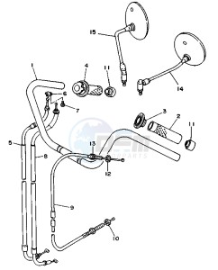 XV VIRAGO 535 drawing STEERING HANDLE-CABLE UP HANDLE