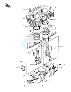 KZ 400 S PSPECIAL] (S2-S3) [SPECIAL] drawing CYLINDER_PISTONS_CRANKSHAFT -- 76-77 S2_S3- -