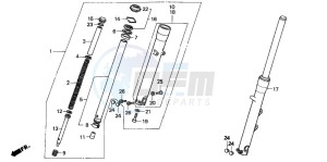 VT1100C2 drawing FRONT FORK (VT1100C2)