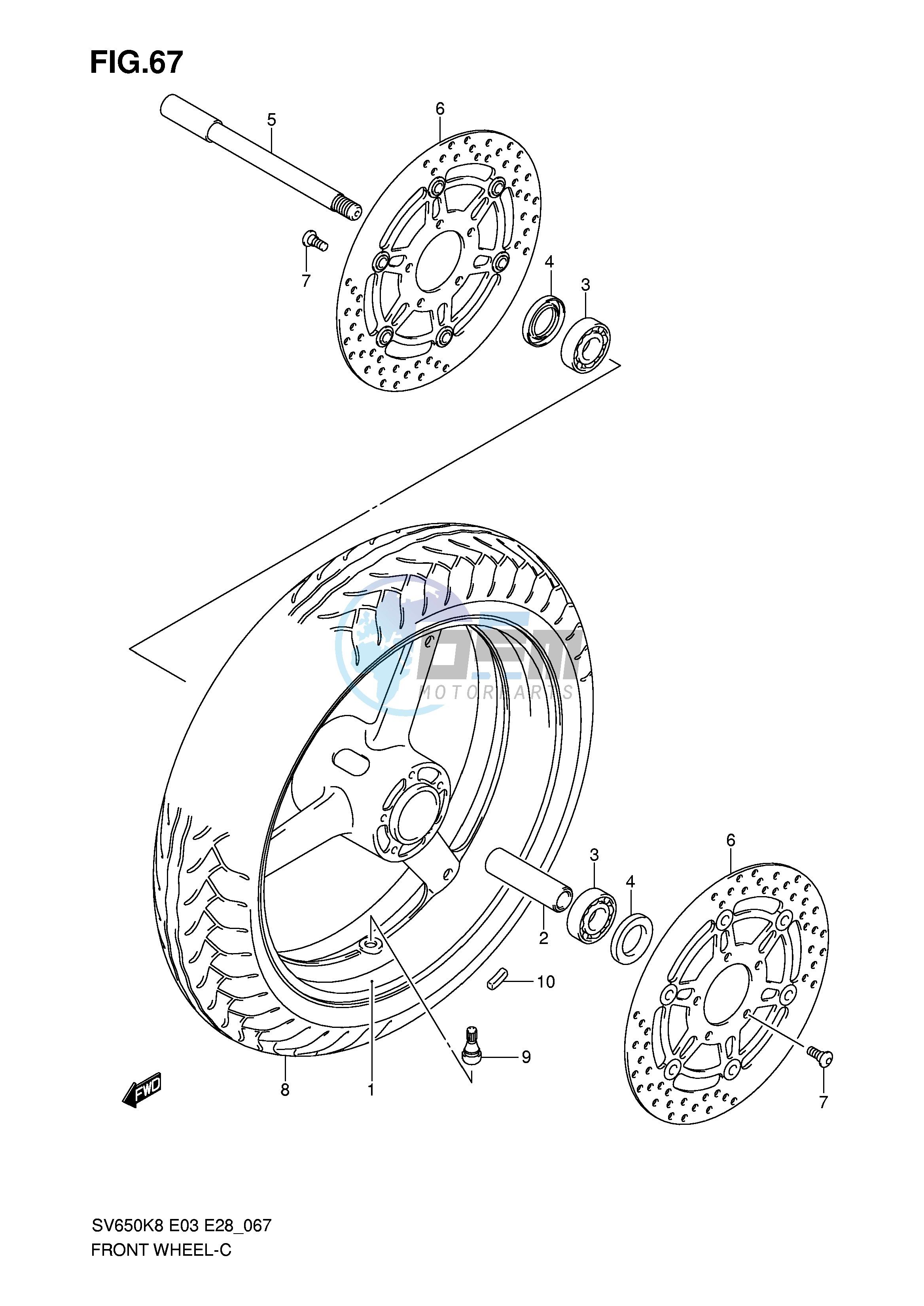 FRONT WHEEL (SV650K8 SK8 K9 SK9 SL0)