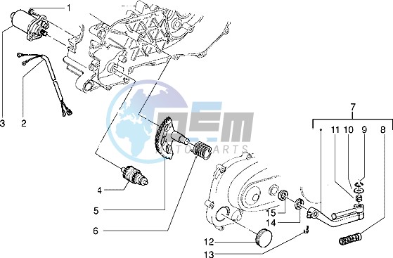 Starting motor-starter lever