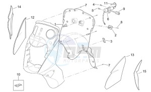 Leonardo 250-300 (eng. Minarelli) drawing Front body - Internal shield