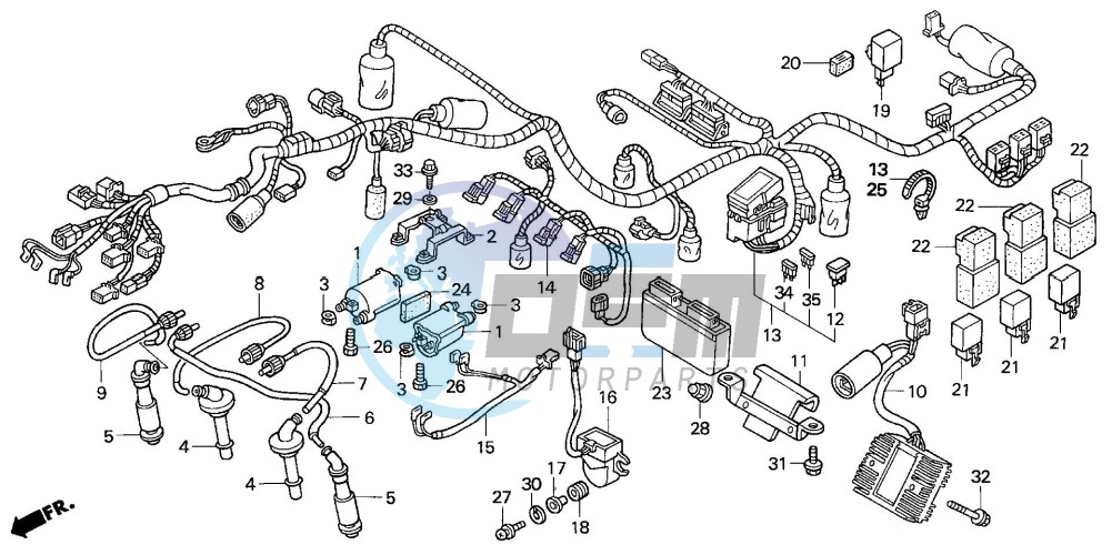 WIRE HARNESS/IGNITION COI L (CB1300F/F1)