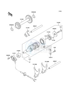 KLF250 KLF250A8F EU GB drawing Gear Change Drum/Shift Fork(s)