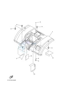 YFM450FWAD YFM45FGPHB GRIZZLY 450 EPS HUNTER (1CTG 1CTH 1CU9) drawing REAR FENDER