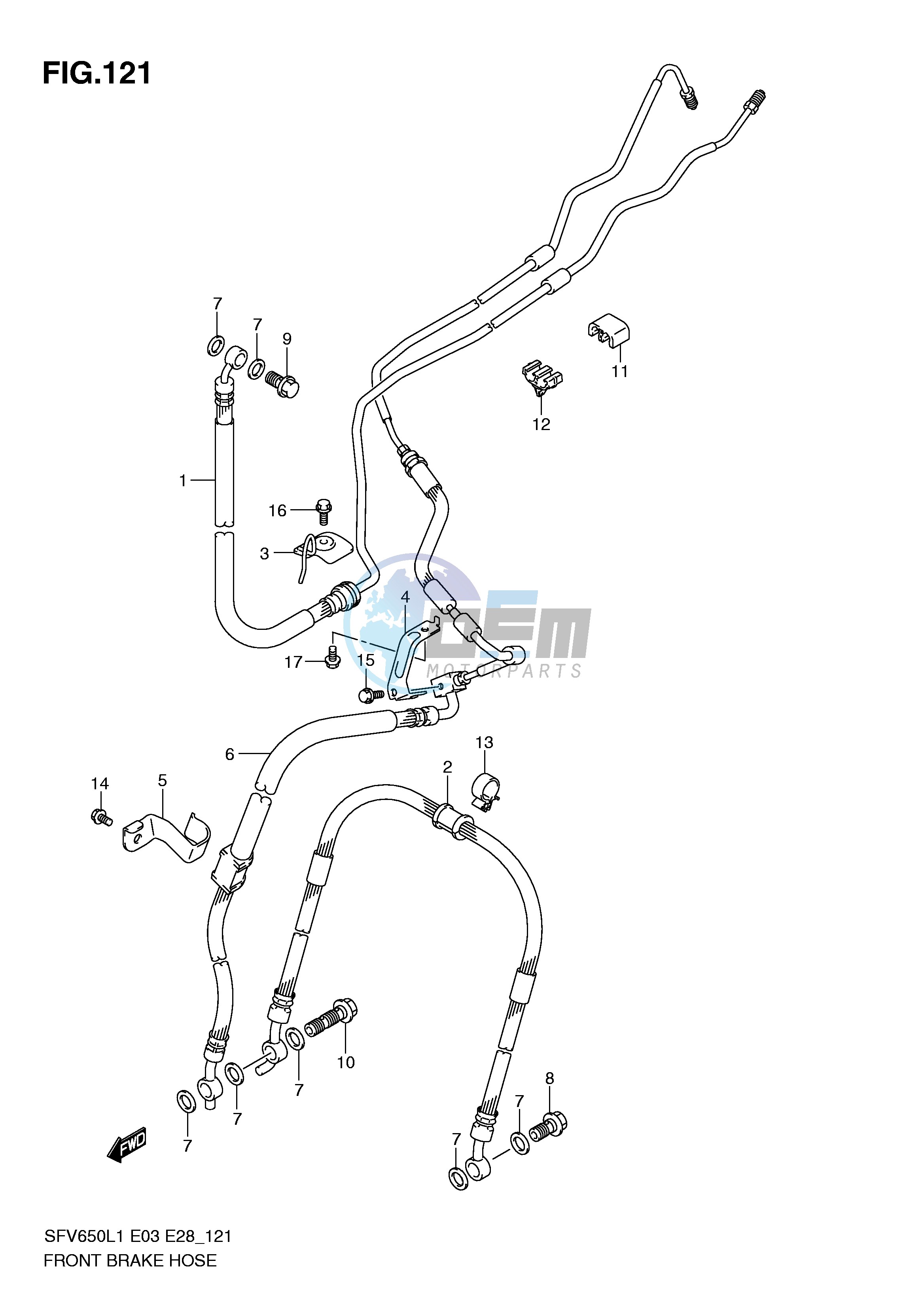 FRONT BRAKE HOSE (SFV650AL1 E33)