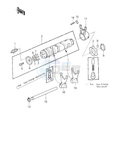 KZ 750 G [LTD II] (G1) [LTD II] drawing GEAR CHANGE DRUM & FORKS