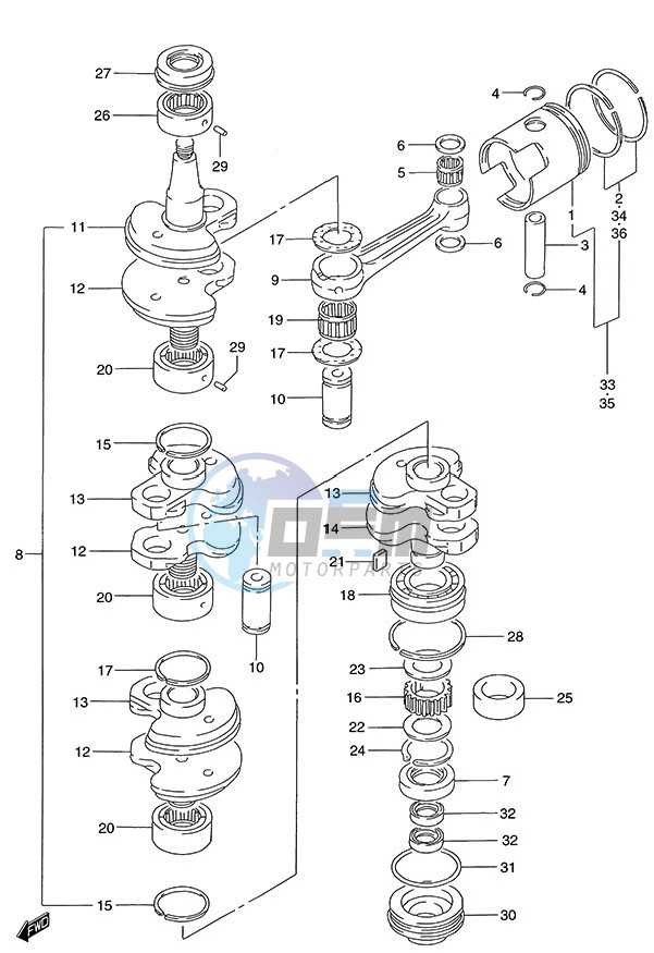 Crankshaft (1996 to 2001)