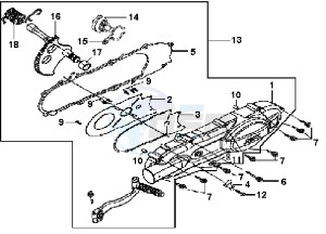 MEGALO 125 drawing CRANKCASE COVER LINKS