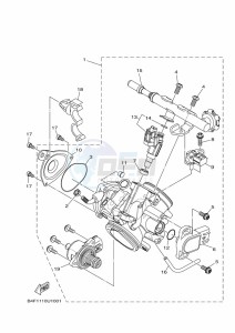 YFM700FWAD GRIZZLY 700 EPS (B4FC) drawing THROTTLE BODY ASSY 1