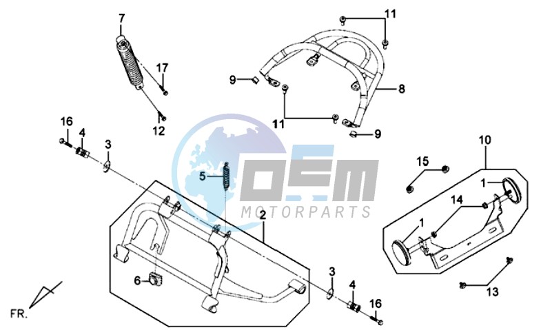 REAR LUGGAGE FRAME - CENTRAL STAND - REAR SUSPENSION