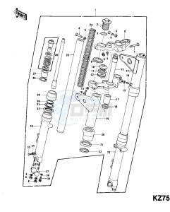 KZ 750 B (B1-B4) drawing FRONT FORK -- KZ750-B1_B2- -