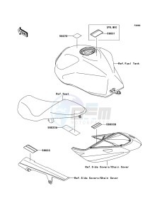 Z750S ZR750-K1H FR GB XX (EU ME A(FRICA) drawing Labels