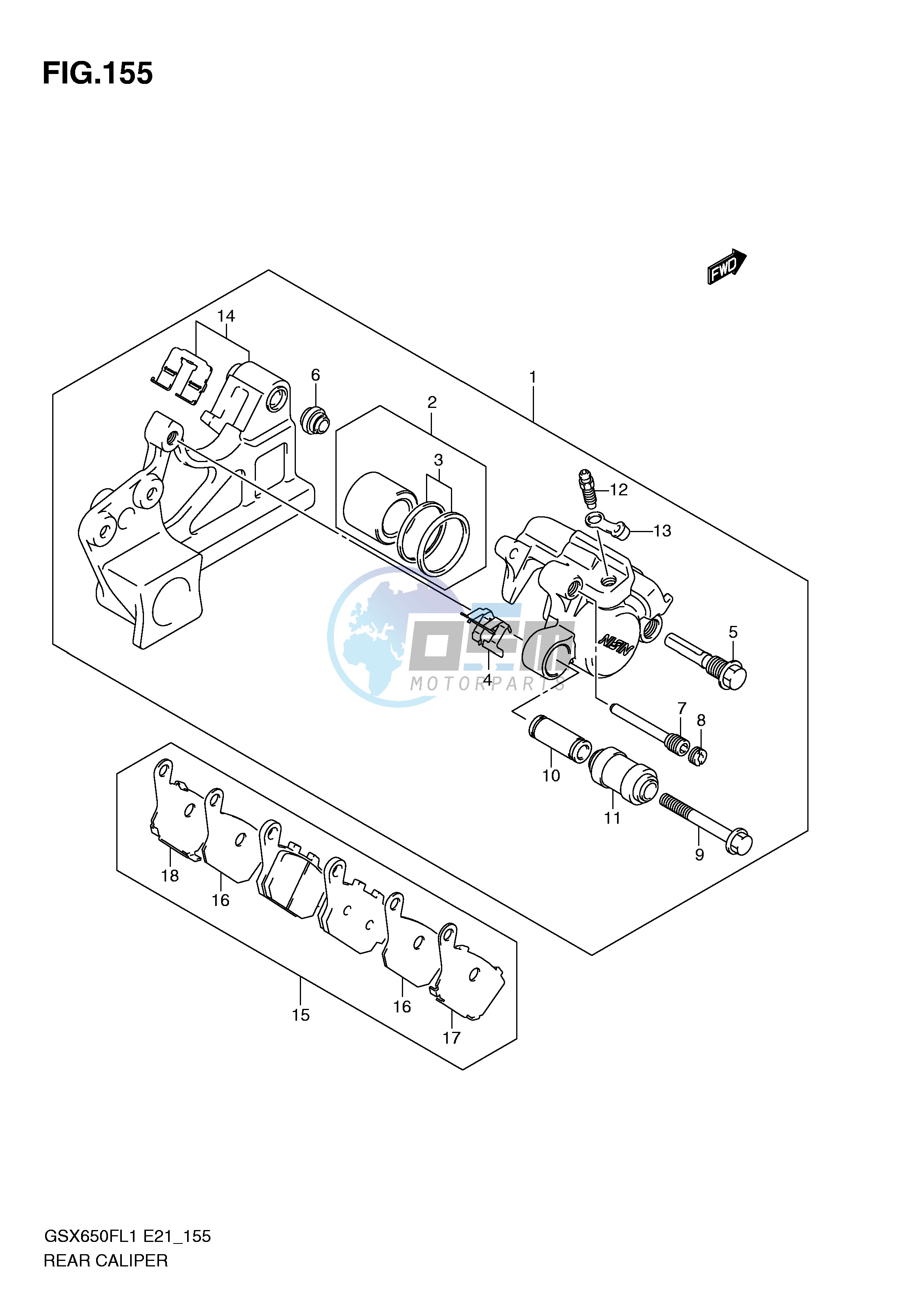 REAR CALIPER (GSX650FUL1 E24)