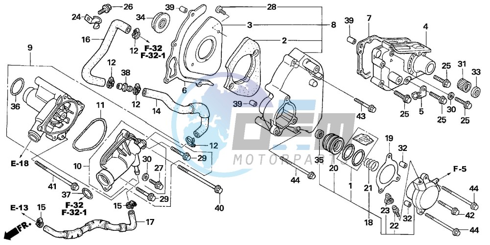 LEFT REAR COVER/WATER PUM P