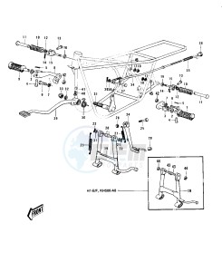 H1 D-F A [KH500] (D-F A8) [KH500] drawing FOOTRESTS_STANDS_BRAKE PEDAL -- 73-75 D_E_F & 76 A8- -