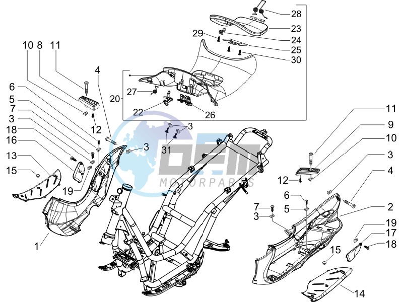 Central cover - Footrests