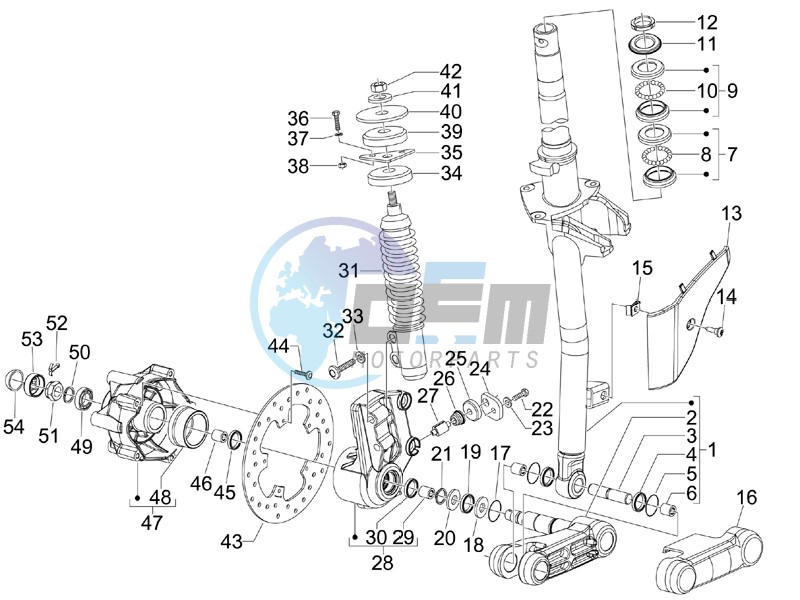 Fork - steering tube - Steering bearing unit