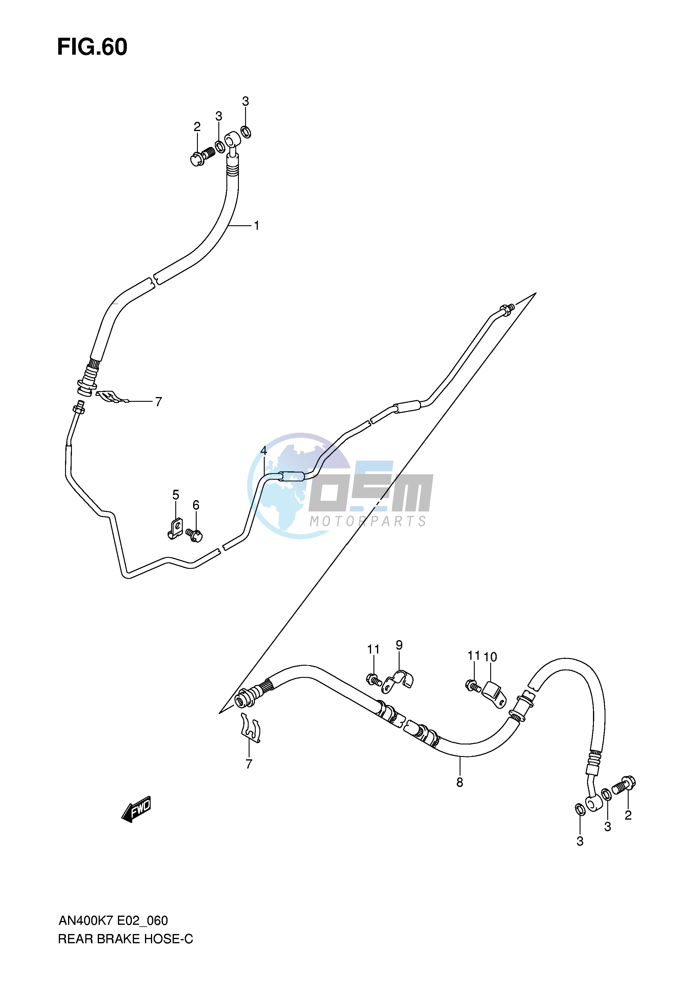 REAR BRAKE HOSE (AN400K7 ZK7 K8 ZK8 K9 L0)