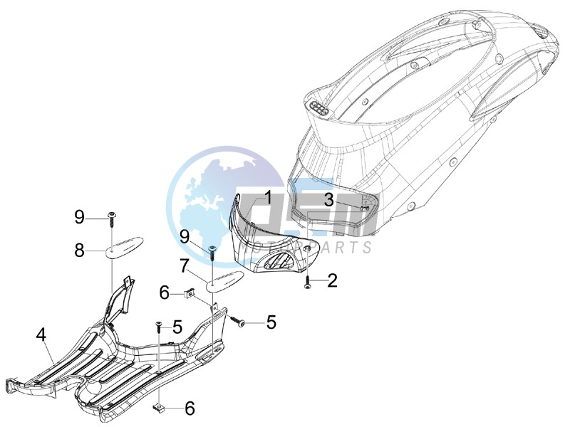 Central cover - Footrests