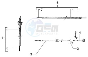 PX 150 E U.S.A. drawing Transmissions odometer-choke-brake