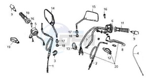 XS-125-K drawing MIRRORS L /R / THROTTLE CABLE / BRAKE LEVERS