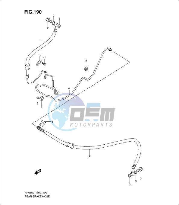 REAR BRAKE HOSE (AN650AL1 E19)