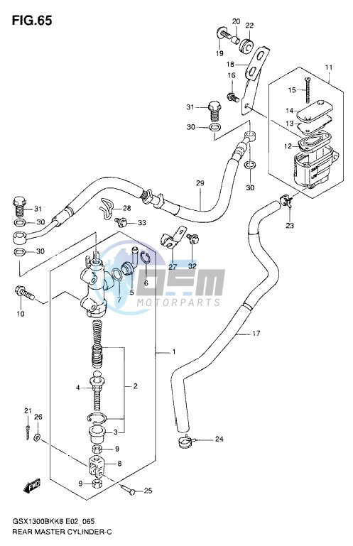 REAR MASTER CYLINDER (GSX1300BKK8/U2K8/K9/UFK9/L0/UFL0)