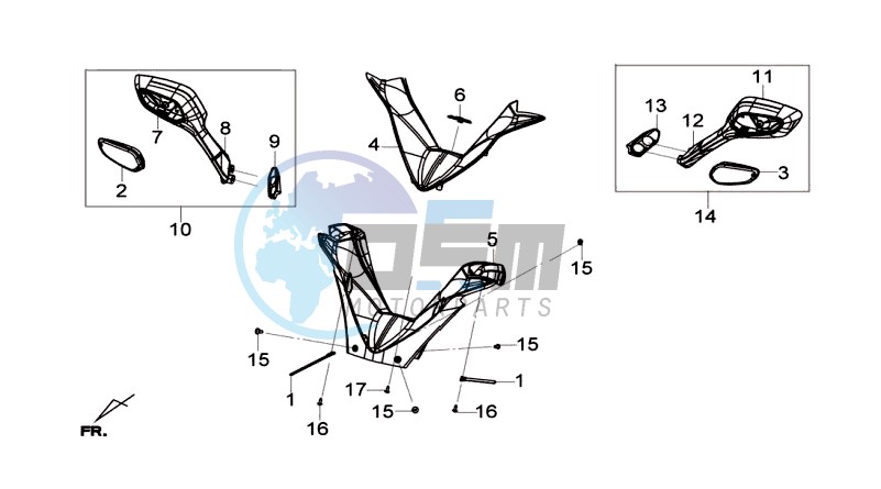 UP HANDLE COVER - R-L MIRROR SET