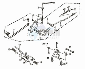 XS 125 drawing BRAKE PEDAL /CENTRAL STAND / FOOTREST