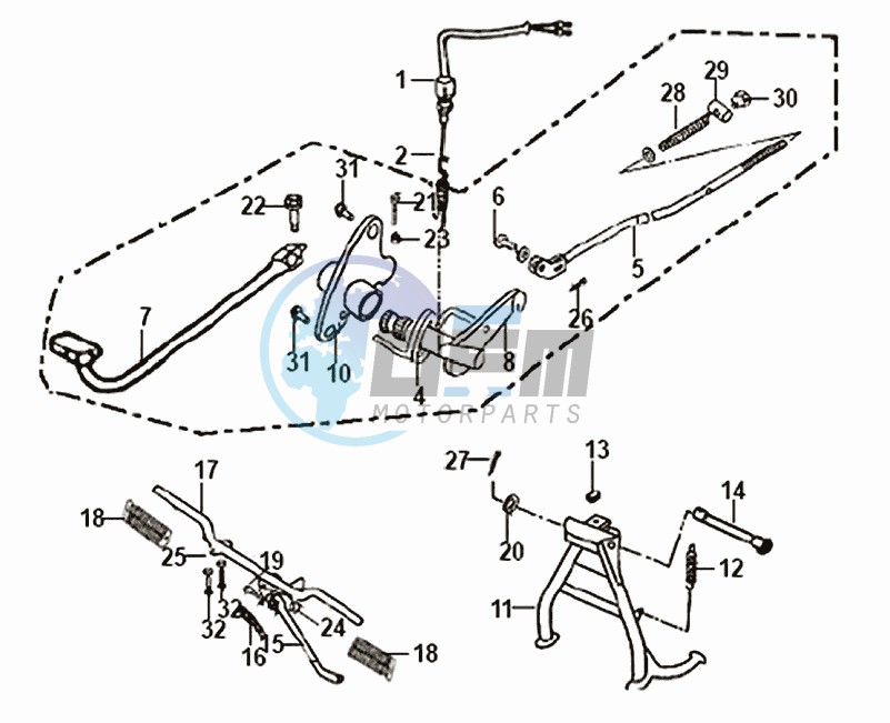 BRAKE PEDAL /CENTRAL STAND / FOOTREST