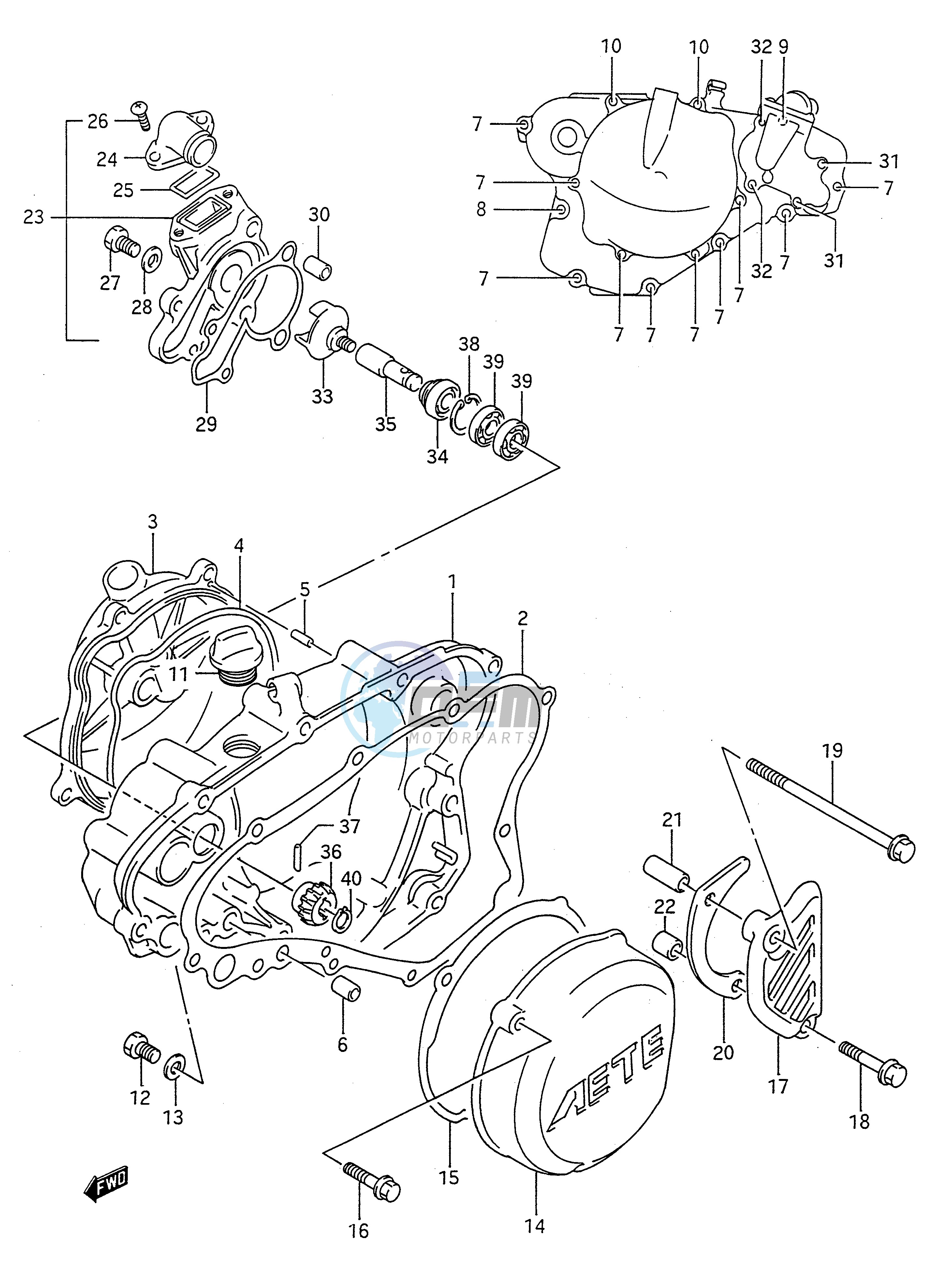 CRANKCASE COVER- WATER PUMP (MODEL L M)