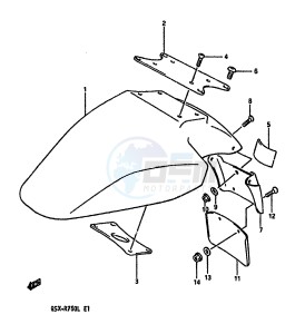 GSX-R750 (J-K-L) drawing FRONT FENDER (MODEL K)