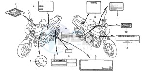 CB600F2 CB600S drawing CAUTION LABEL (CB600F2/F3/4/5/6)